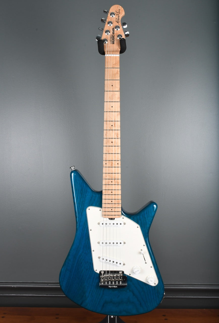 2011 Ernie Ball Music Man Albert SSS Tremolo Transparent Blue