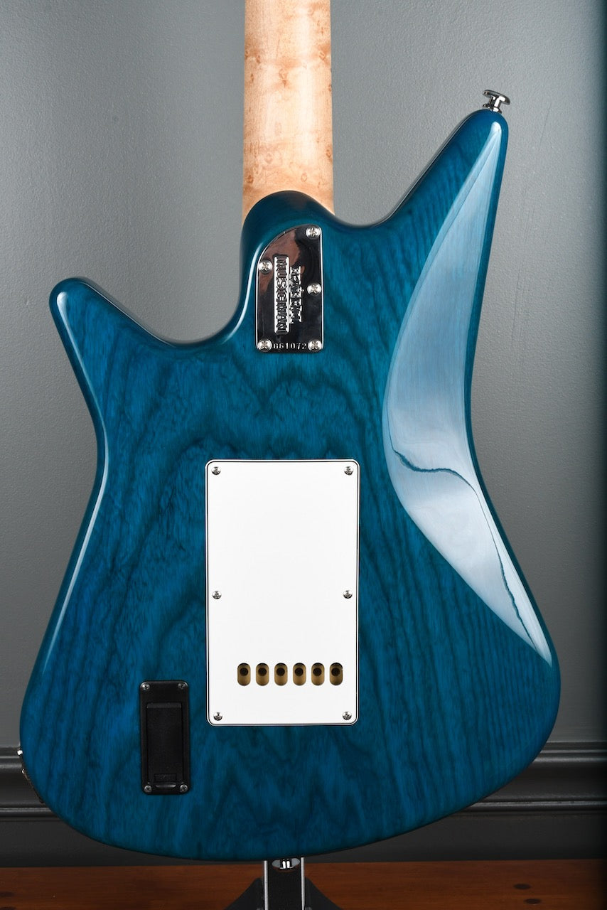 2011 Ernie Ball Music Man Albert SSS Tremolo Transparent Blue