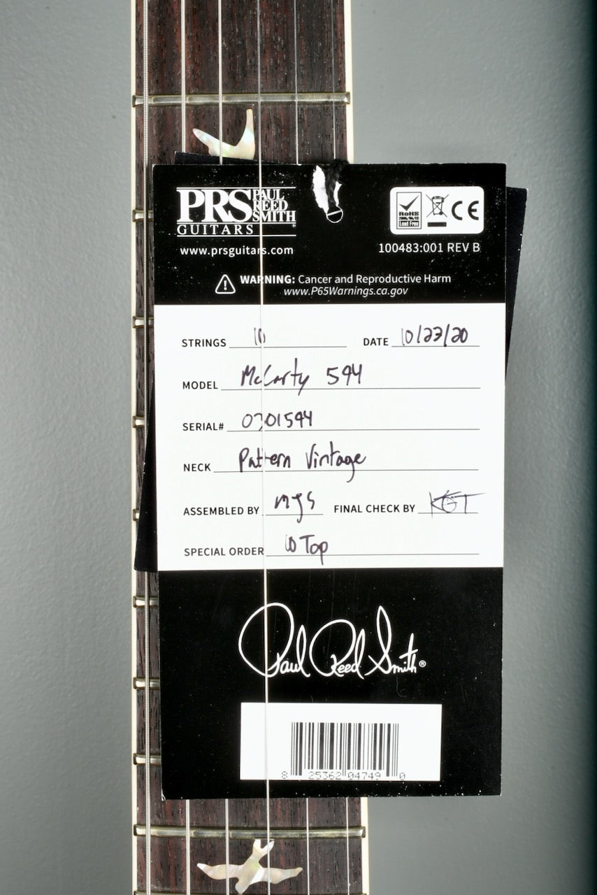 Paul Reed Smith PRS McCarty 594 10 Top *Custom Color* Faded Whale Blue Smokeburst