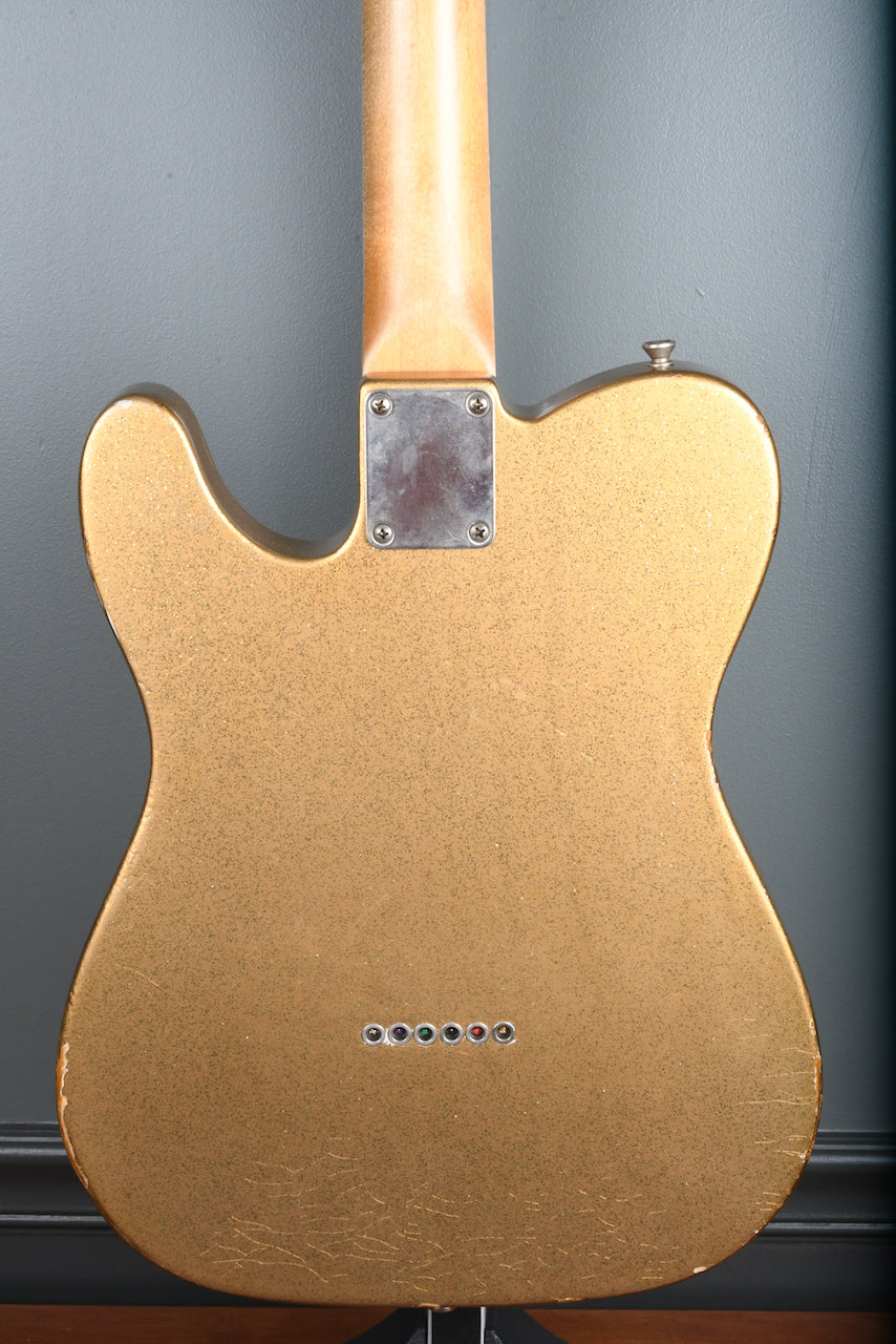 Danocaster Gold Sparkle Single Cut, Celantano Hybrid Tele pickups!