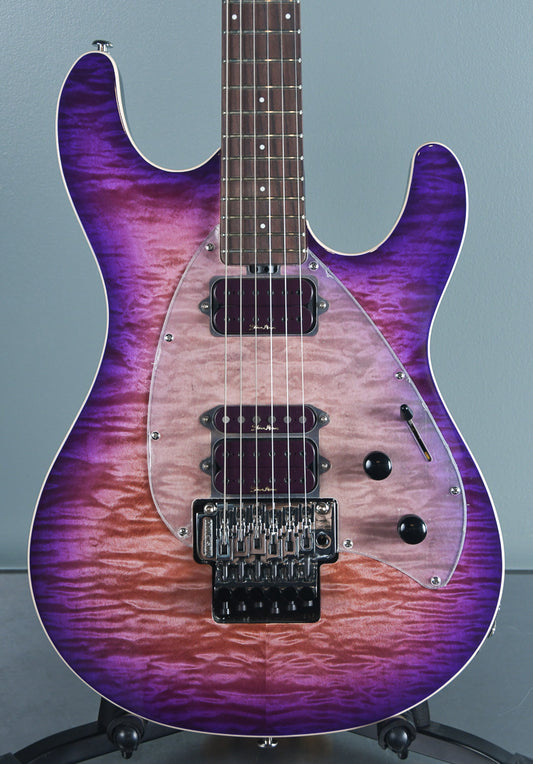 2019 Ernie Ball Music Man SM-Y2D Steve Morse Purple Sunset Quilt w / Matching Headstock