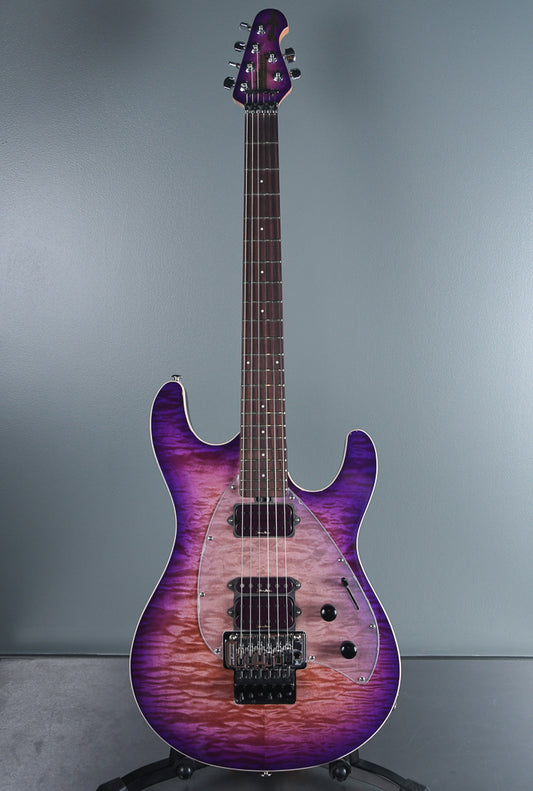 2019 Ernie Ball Music Man SM-Y2D Steve Morse Purple Sunset Quilt w / Matching Headstock
