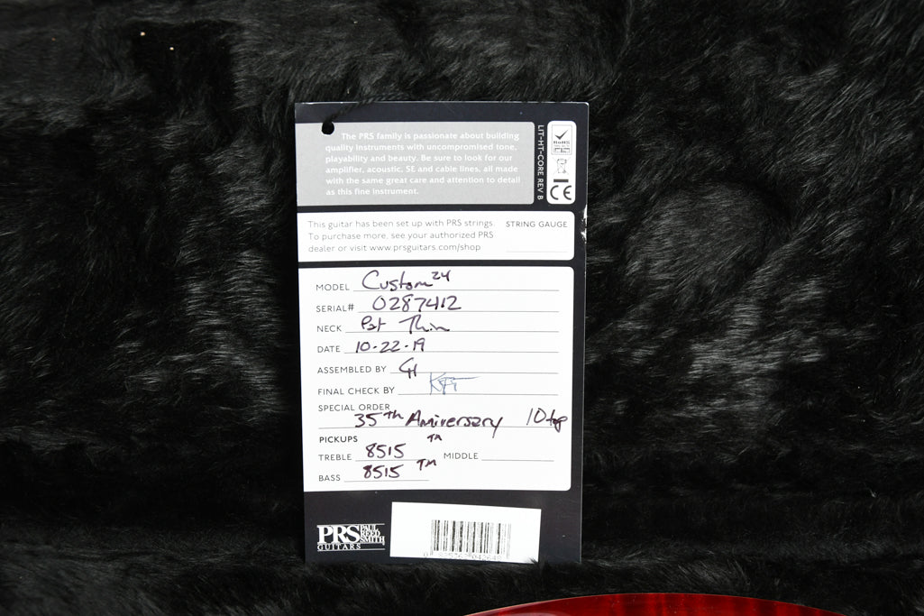 PRS Custom 24 35th Anniversary Dark Cherry Sunburst 10 Top