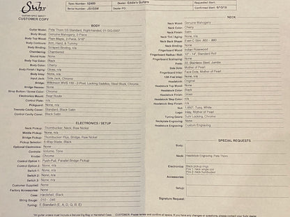 2019 Suhr Pete Thorn Signature Black with Cherry back