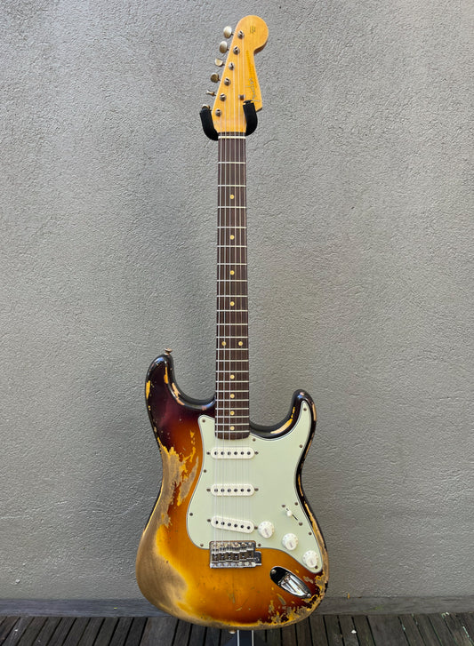2021 Fender Custom Shop Limited Dual Mag II '60 Stratocaster Super Faded Aged 3 Tone Sunburst Heavy Relic