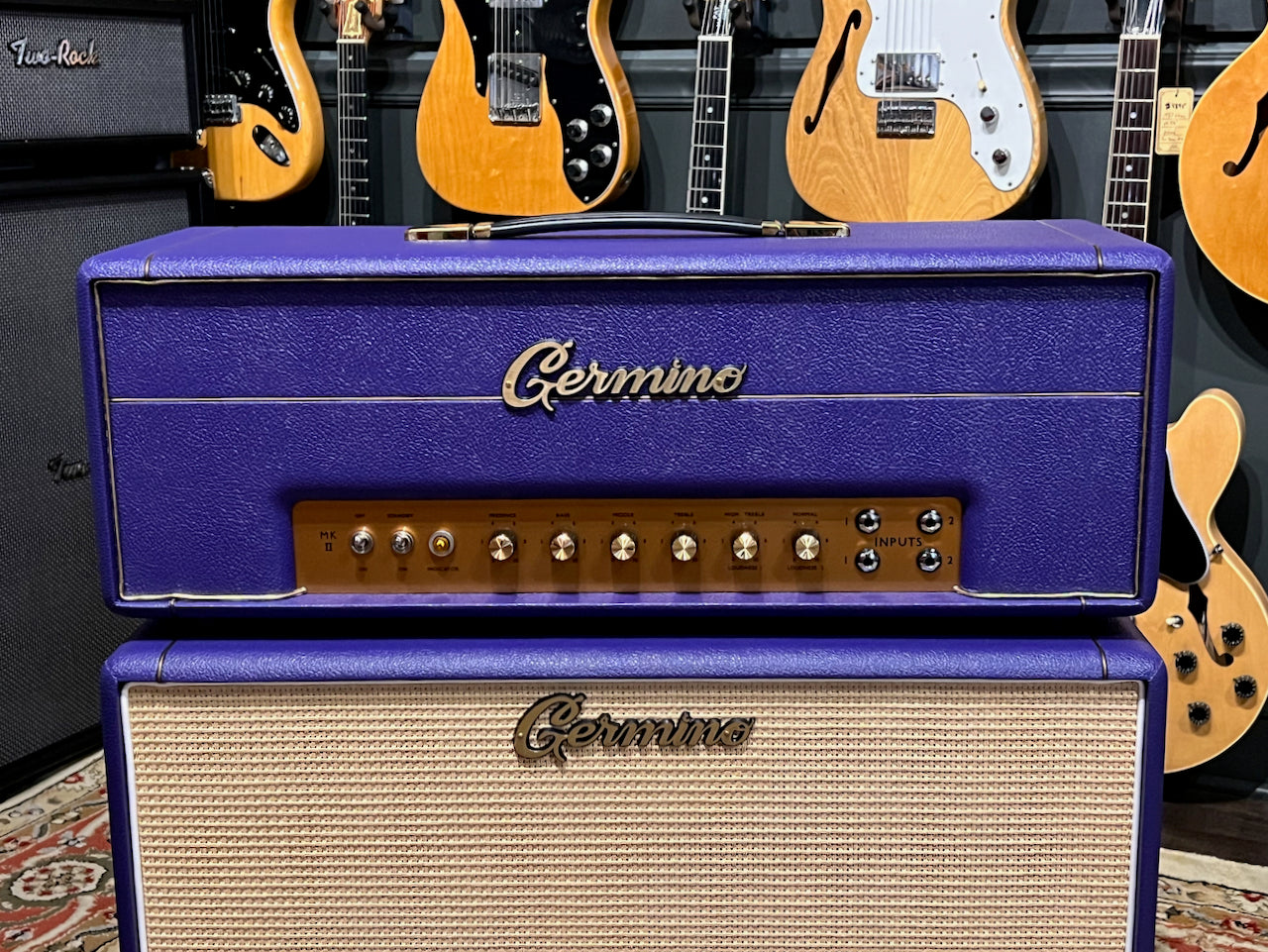 Germino Classic 45 Master Volume & Style II 2x12 Cabinet Purple Tolex