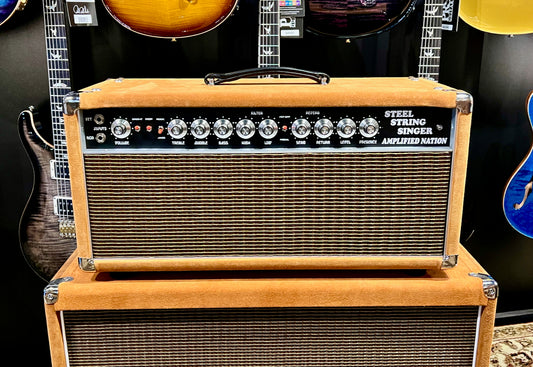Amplified Nation Steel String Singer 100 Watt Head & 2x12 Cabinet Golden Brown Suede/Oxblood Grill