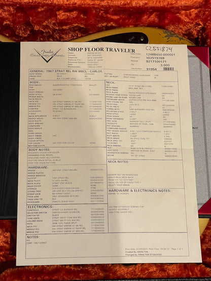 2021 Fender Custom Shop Carlos Lopez Empire 1967 Stratocaster Aged Olympic White