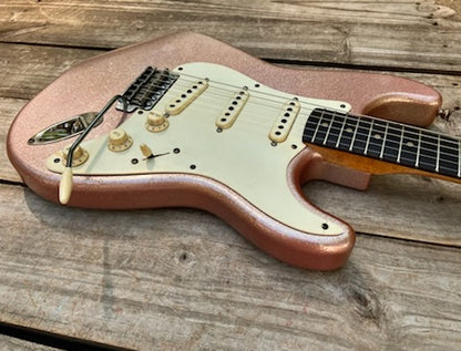 NEW Danocaster Double Cut Pink Champagne Sparkle with Rocketfire 60s pickups