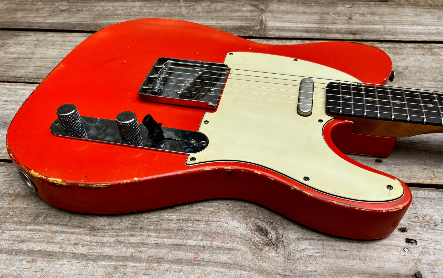 NEW Danocaster Single Cut Faded Fiesta Red