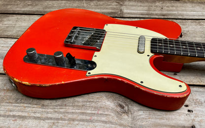NEW Danocaster Single Cut Faded Fiesta Red