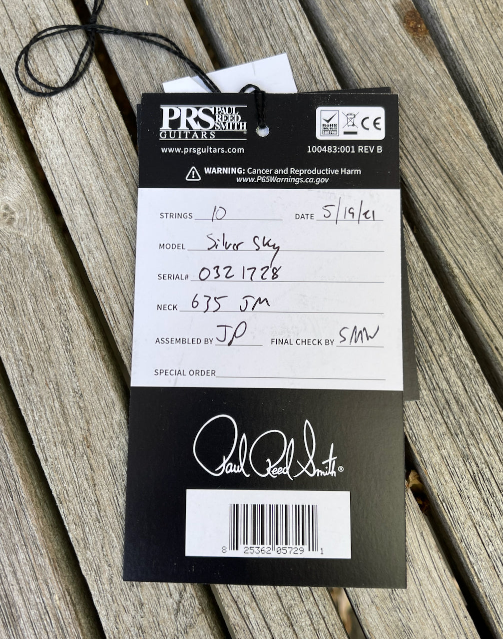 Paul Reed Smith PRS John Mayer Silver Sky Golden Mesa Serial 0321728