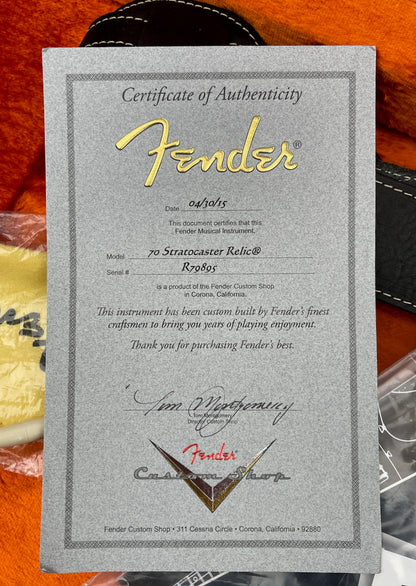 2015 Fender Custom Shop 1970 Stratocaster light Relic Black, Josefina pickups