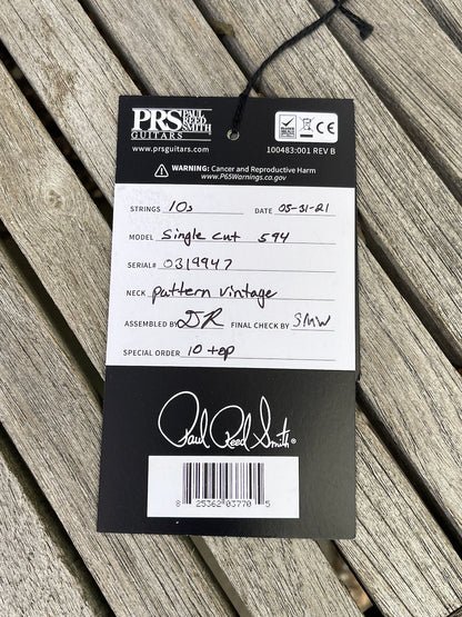 Paul Reed Smith PRS McCarty Singlecut 594 10 Top Charcoal Burst