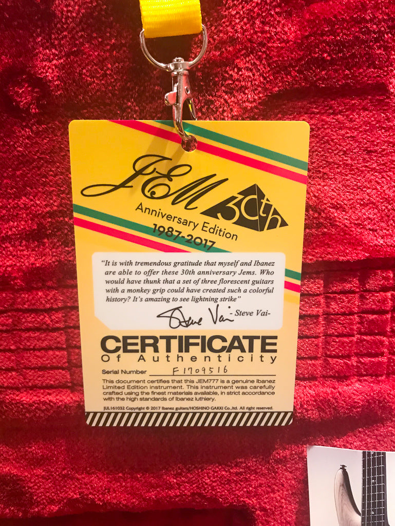 2017 Ibanez Steve Vai JEM777 30th Anniversary Desert Sun Yellow OHSC
