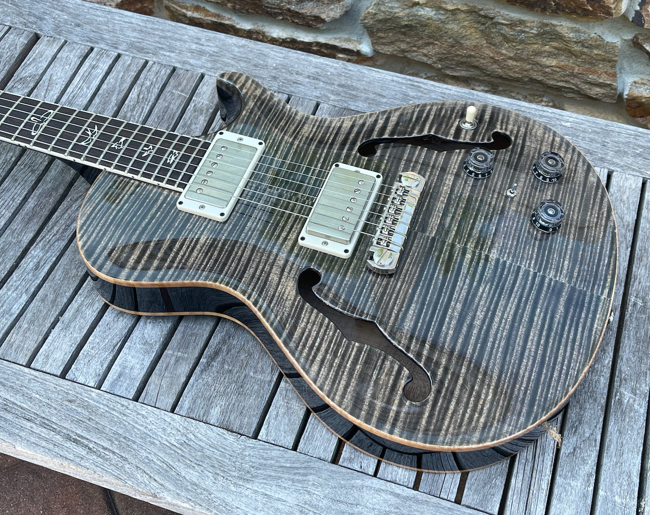 2012 PRS Hollowbody II 25th Anniversary Grey Black 10 Top