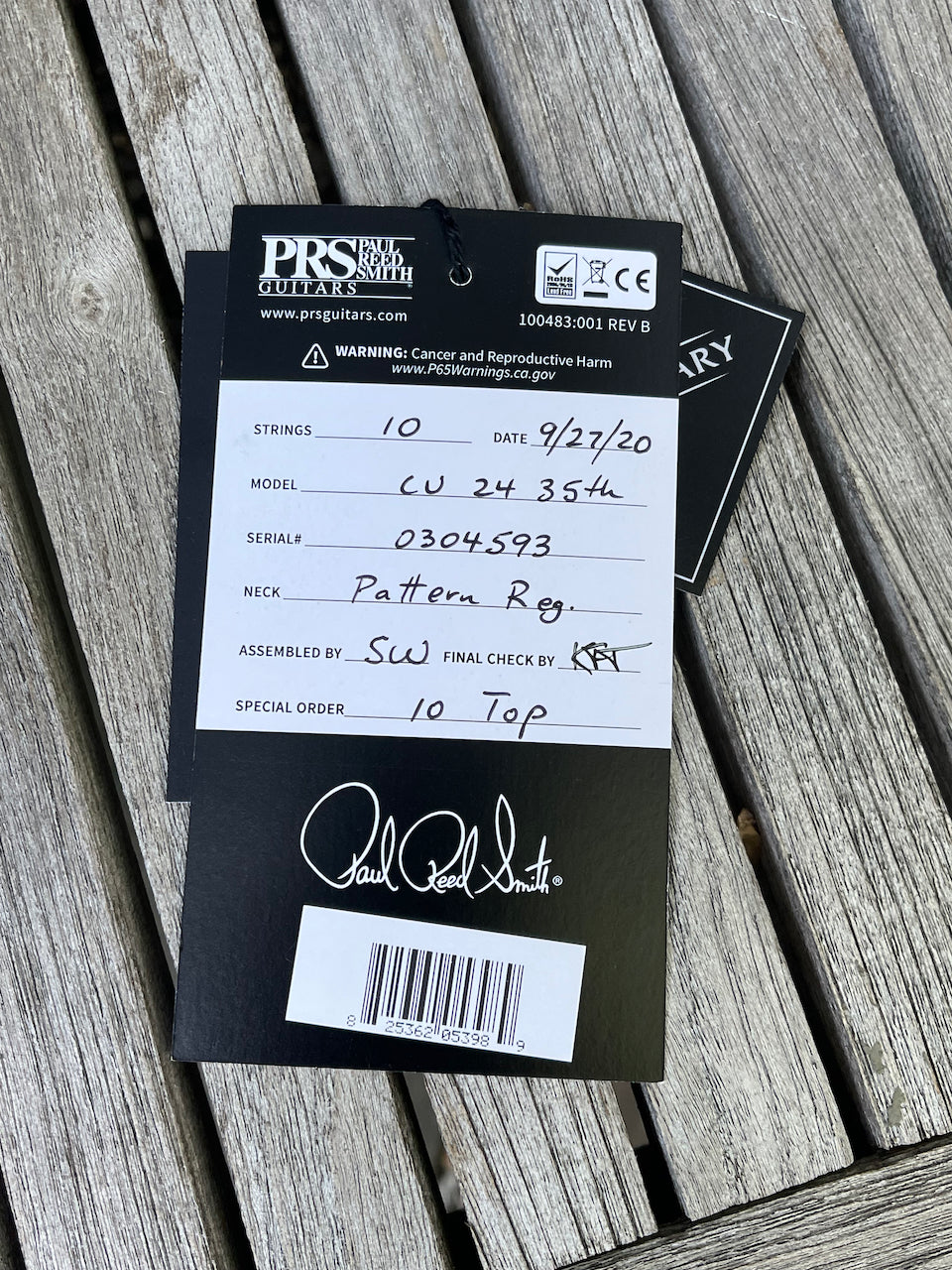 Paul Reed Smith PRS Custom 24 35th Anniversary 10 Top *Custom Color* Tobacco Sunburst Serial #0304593