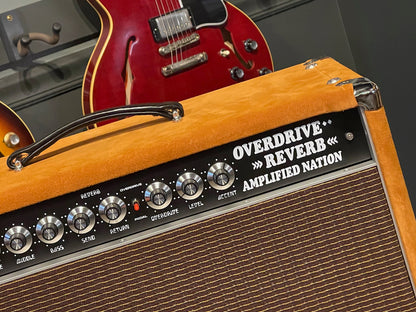 Amplified Nation Overdrive Reverb 100/50 Watt Head & 2x12 Cabinet Golden Brown Suede/Oxblood Grill