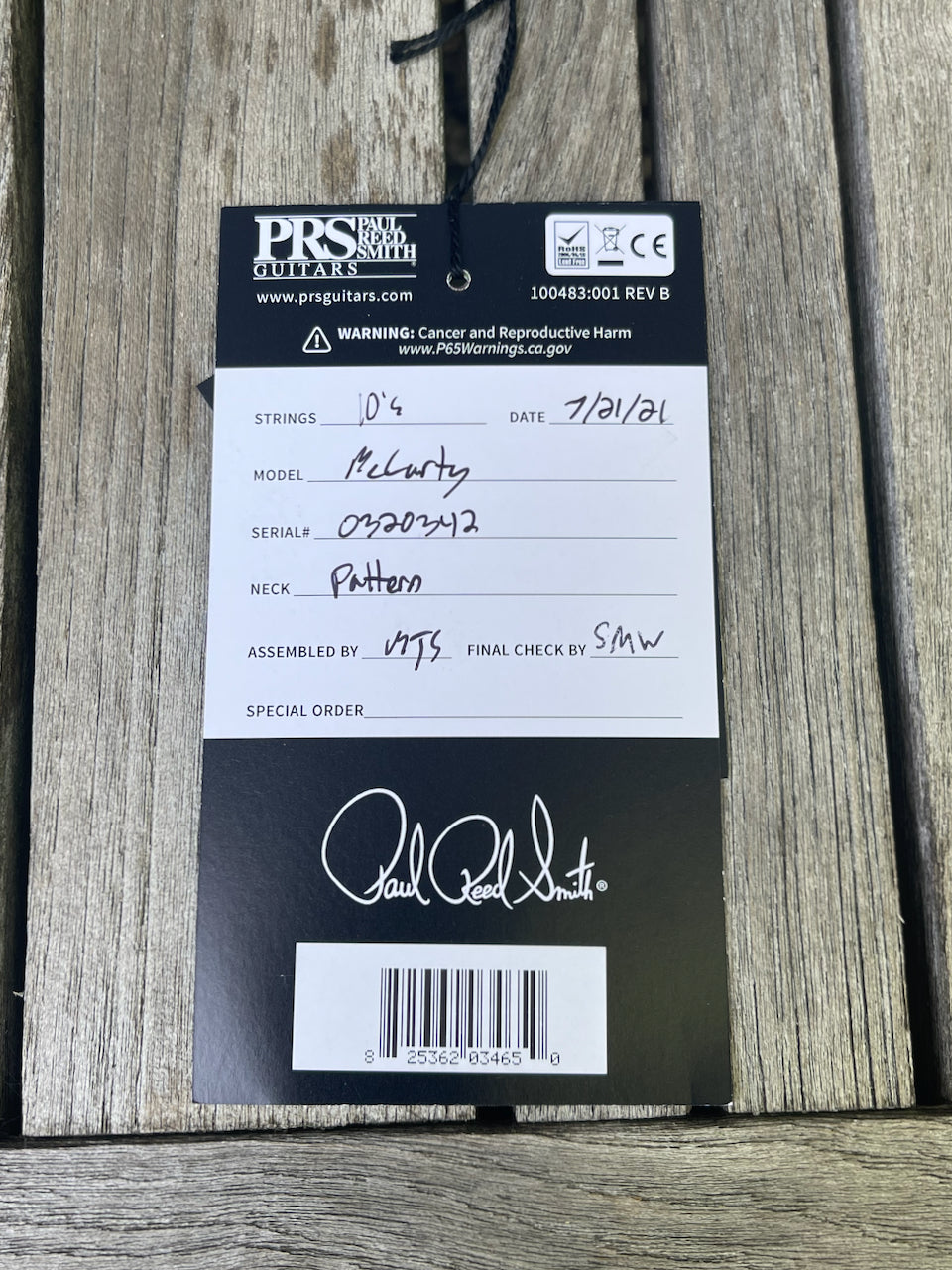 Paul Reed Smith PRS McCarty McCarty Tobacco Burst