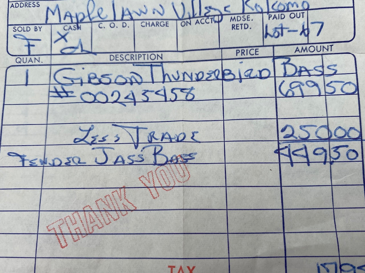 1976 Gibson Thunderbird Bicentennial Bass in Natural