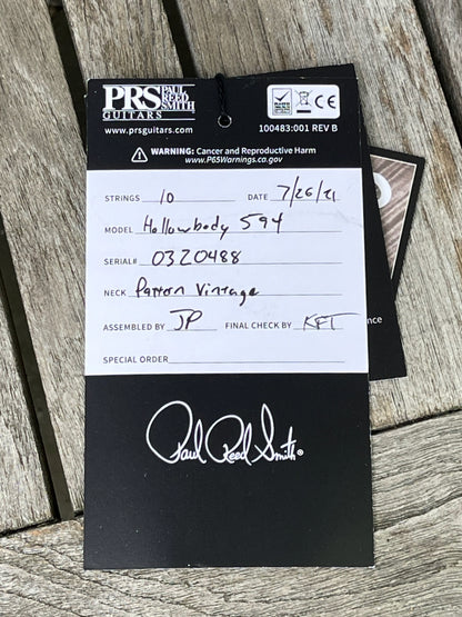 Paul Reed Smith PRS McCarty 594 Hollowbody II Black Gold Wrap Burst