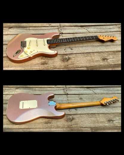NEW Danocaster Double Cut Pink Champagne Sparkle with Rocketfire 60s pickups