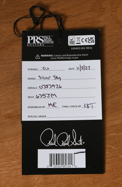 Paul Reed Smith PRS John Mayer Silver Sky Polar Blue Maple Neck