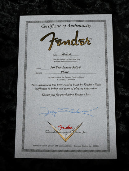 2006 Fender Jeff Beck Masterbuilt Yuriy Shishkov '59 Esquire Relic & Flightcase