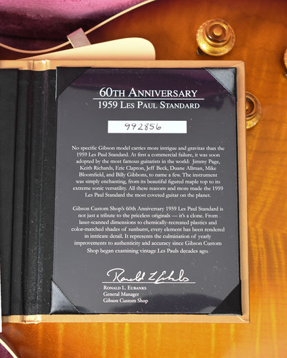 2019 Gibson 60th Anniversary Les Paul 1959 R9 Reissue Kindred Burst
