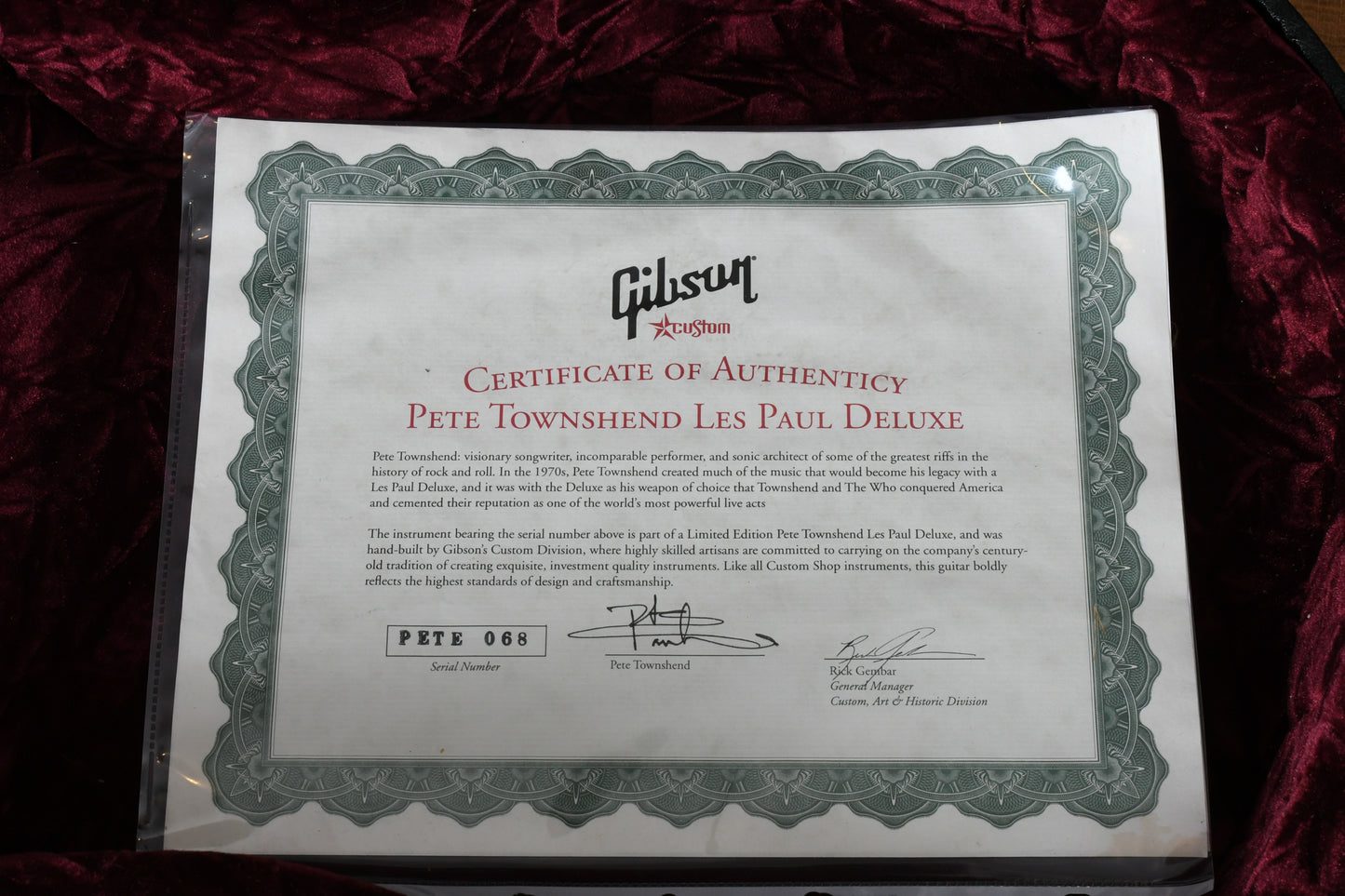 2005 Gibson Les Paul Deluxe Pete Townshend Signature Trans Red Number 1