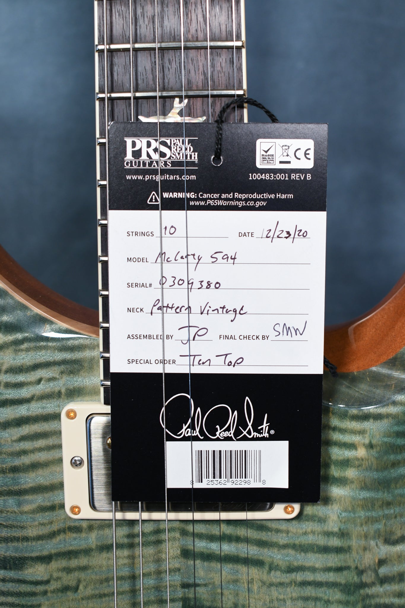 Paul Reed Smith PRS McCarty 594 10 Top Trampas Green