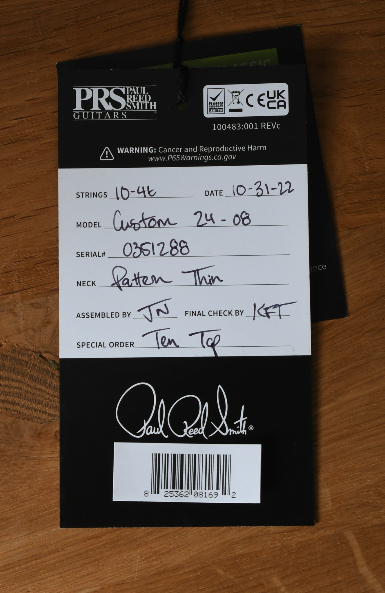 Paul Reed Smith PRS Custom 24-08 10 Top Purple Iris