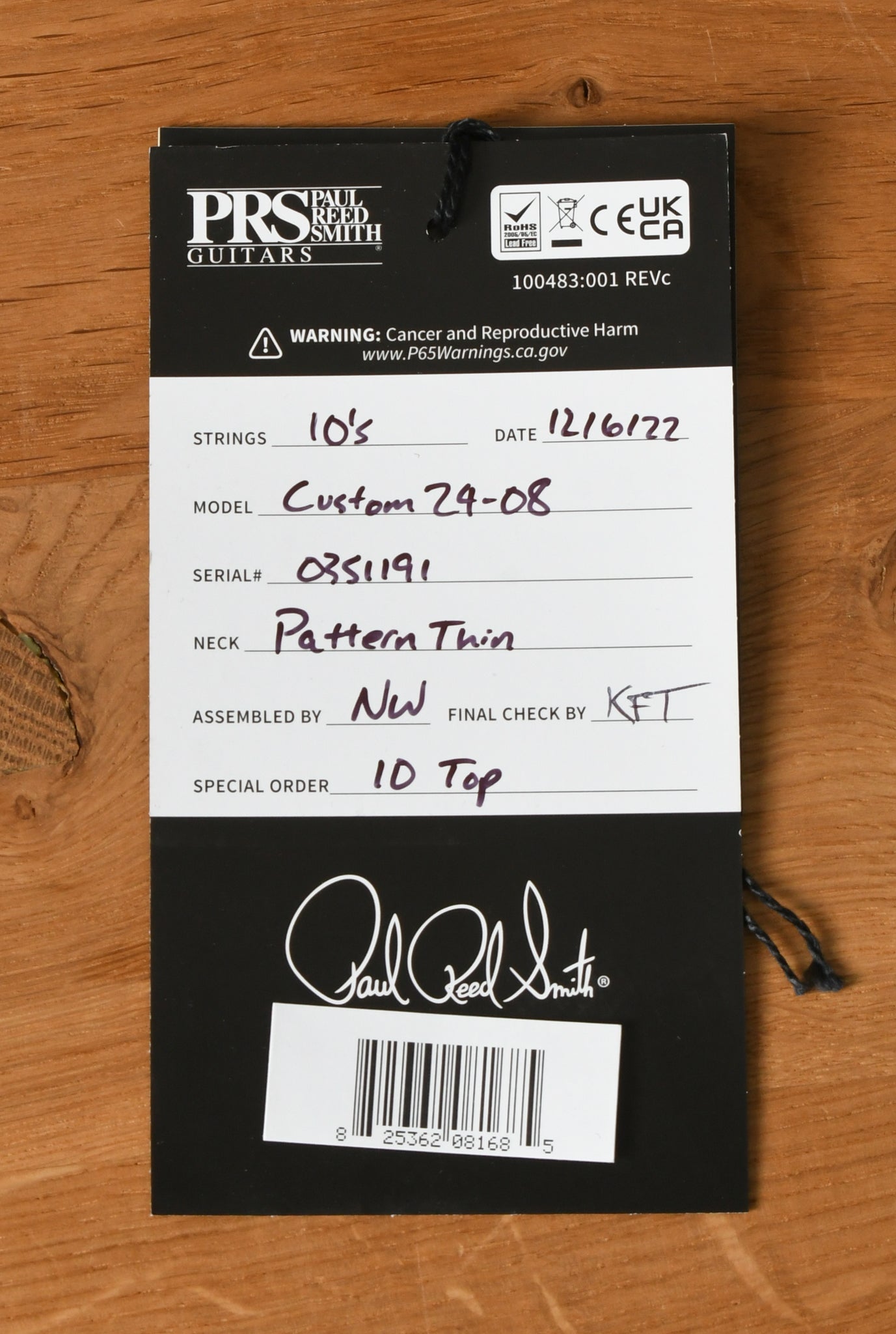 Paul Reed Smith PRS Custom 24-08 10 Top Cobalt Blue