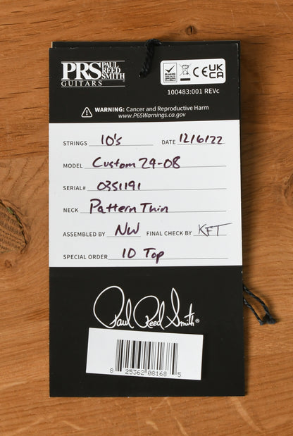 Paul Reed Smith PRS Custom 24-08 10 Top Cobalt Blue