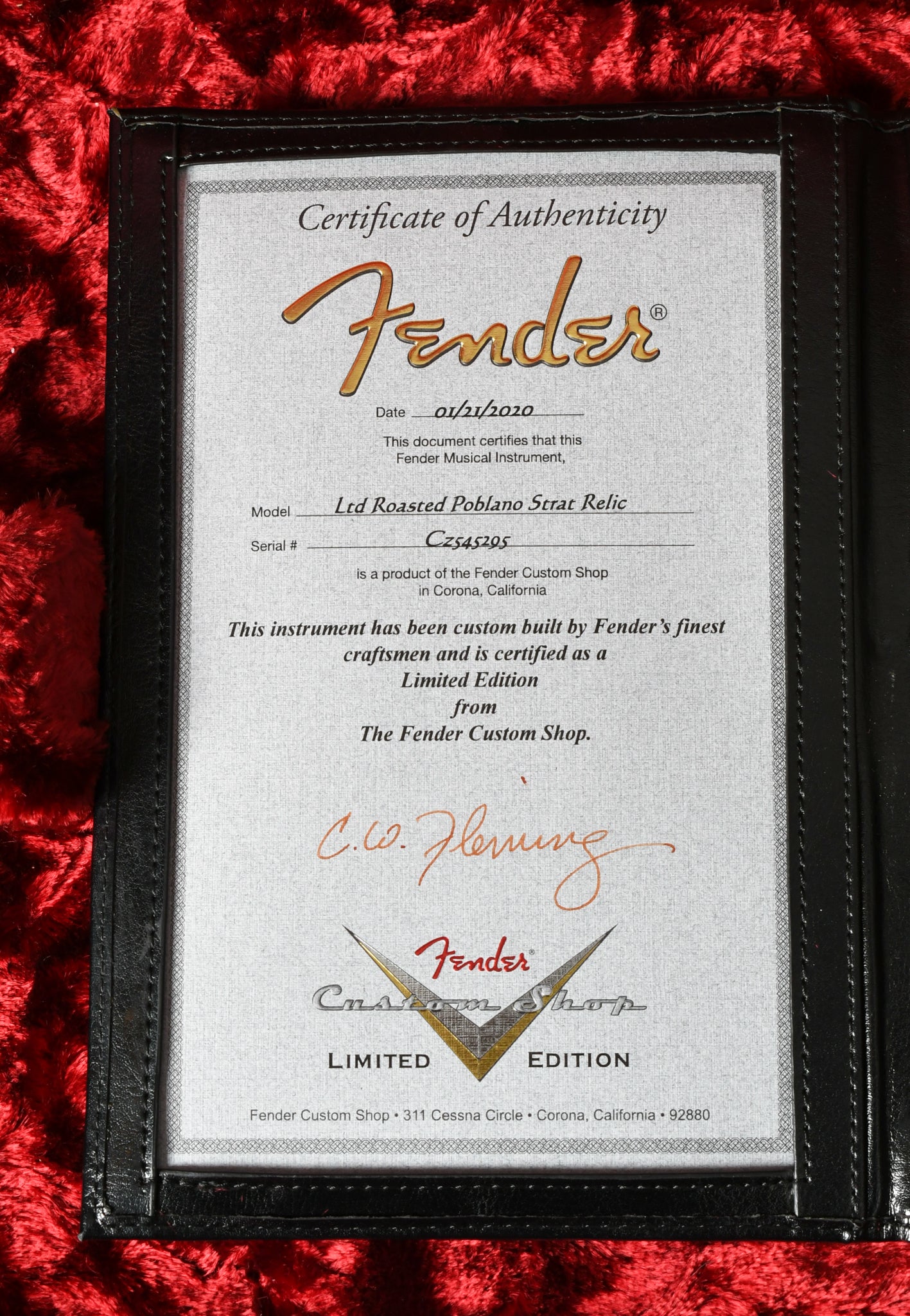 2020 Fender Custom Shop Limited Edition Roasted Poblano Stratocaster Fire Mist Silver Relic