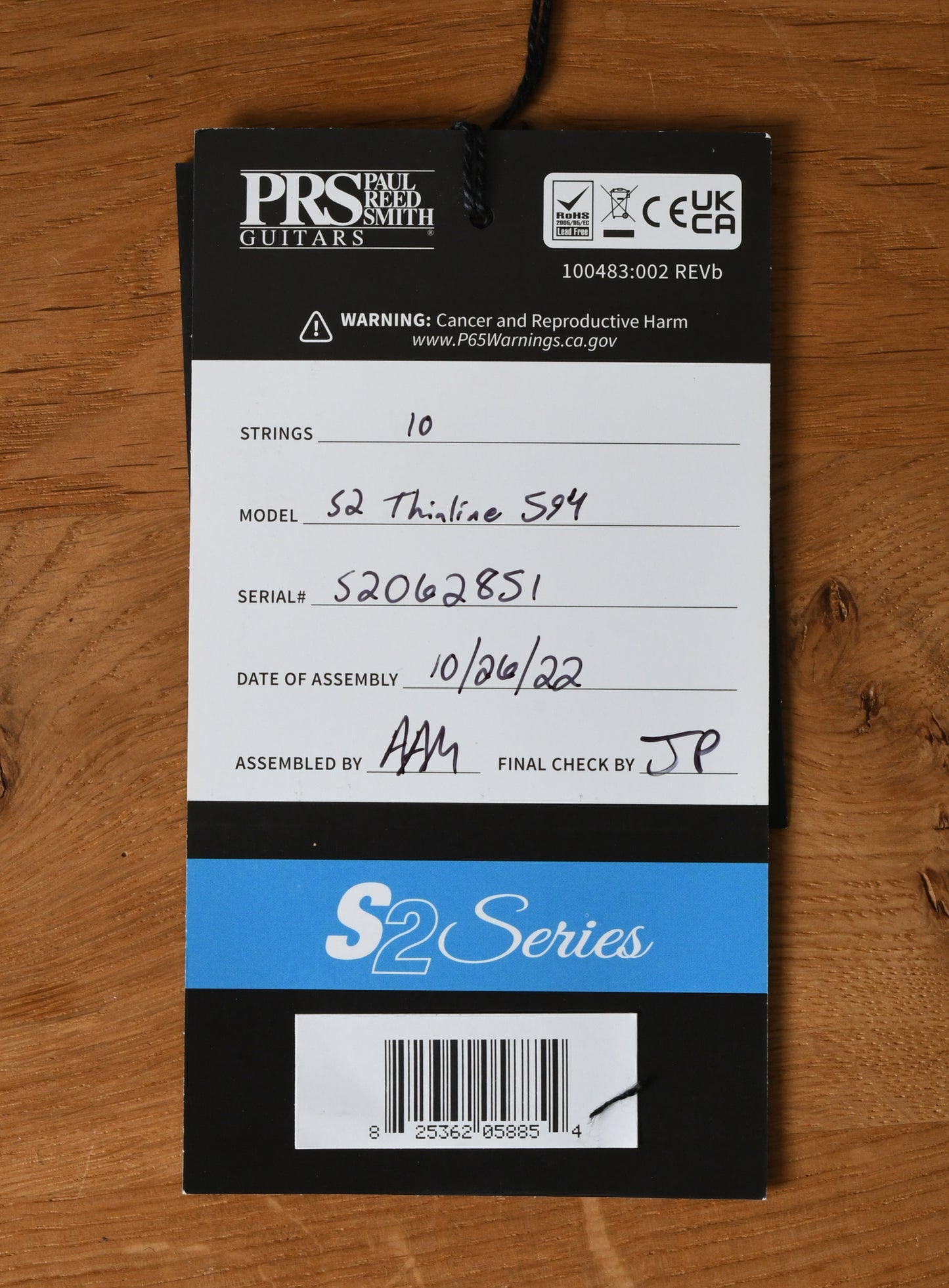 Paul Reed Smith PRS S2 McCarty 594 Thinline Black