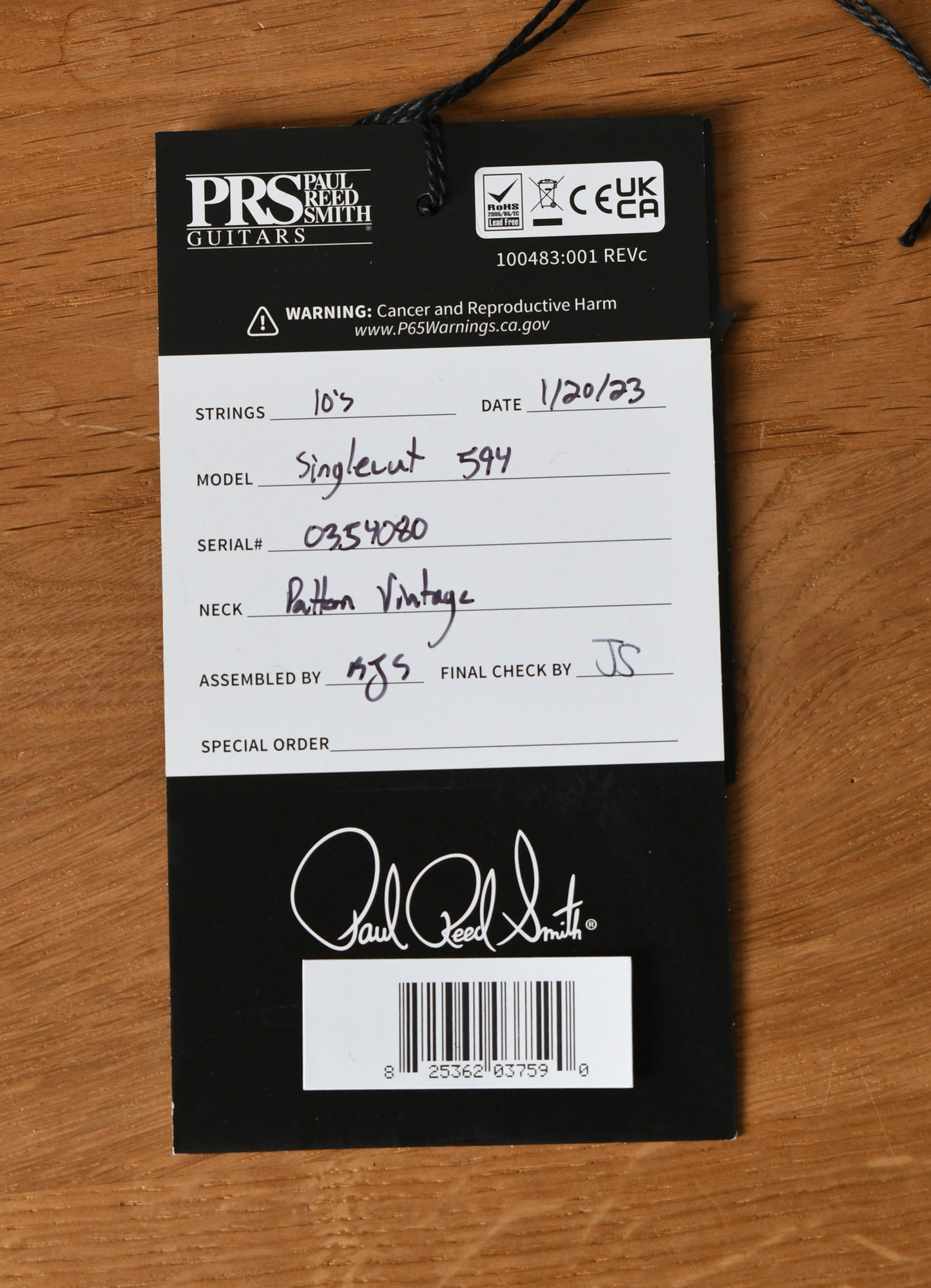 Paul Reed Smith PRS McCarty Singlecut 594 Goldtop