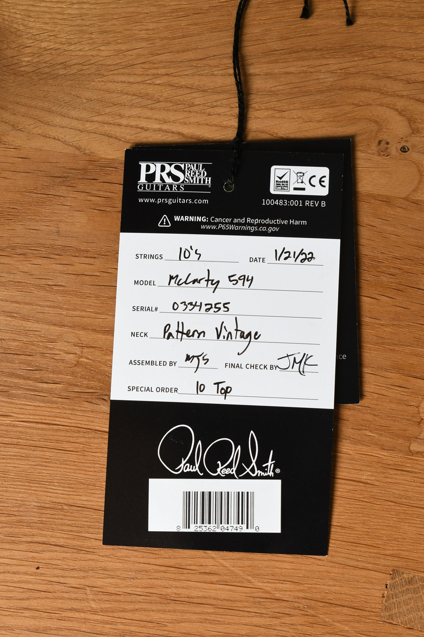 Paul Reed Smith PRS McCarty 594 10 Top *Custom Color* Tri Color Burst