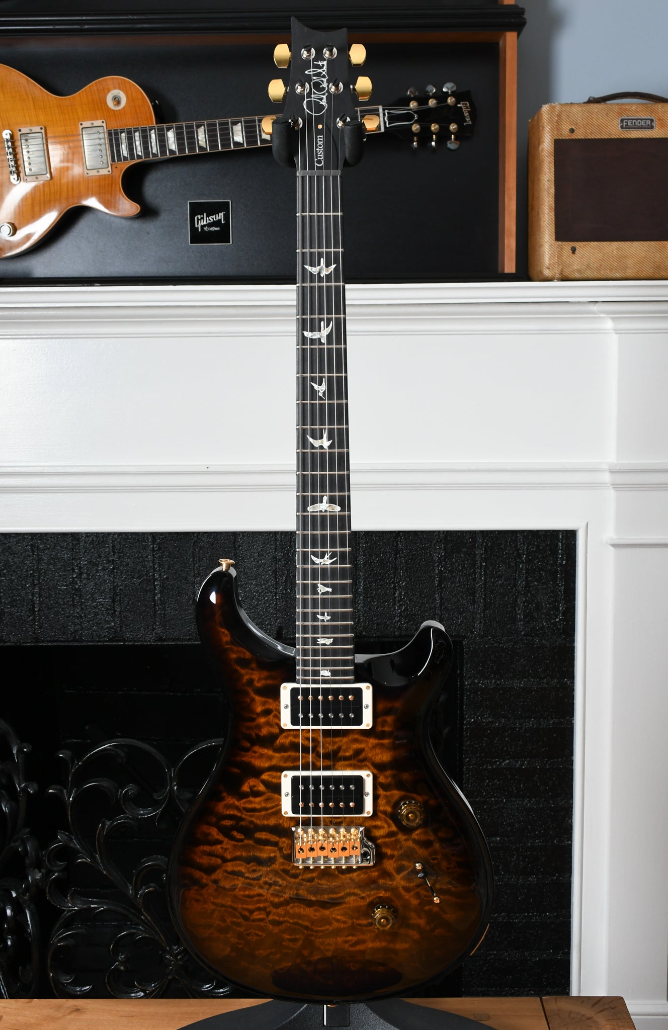 Paul Reed Smith PRS Custom 24 10 Top Quilt Black Gold Wrap Flamed Maple Neck/Ebony Board