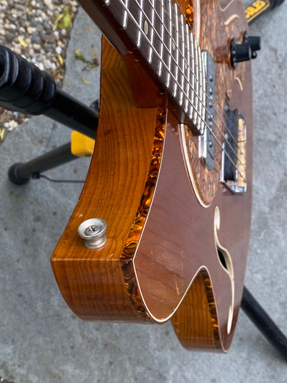 Novo Miris T ! Amber, Brown Tiger Shell binding and pickguard, Fralins